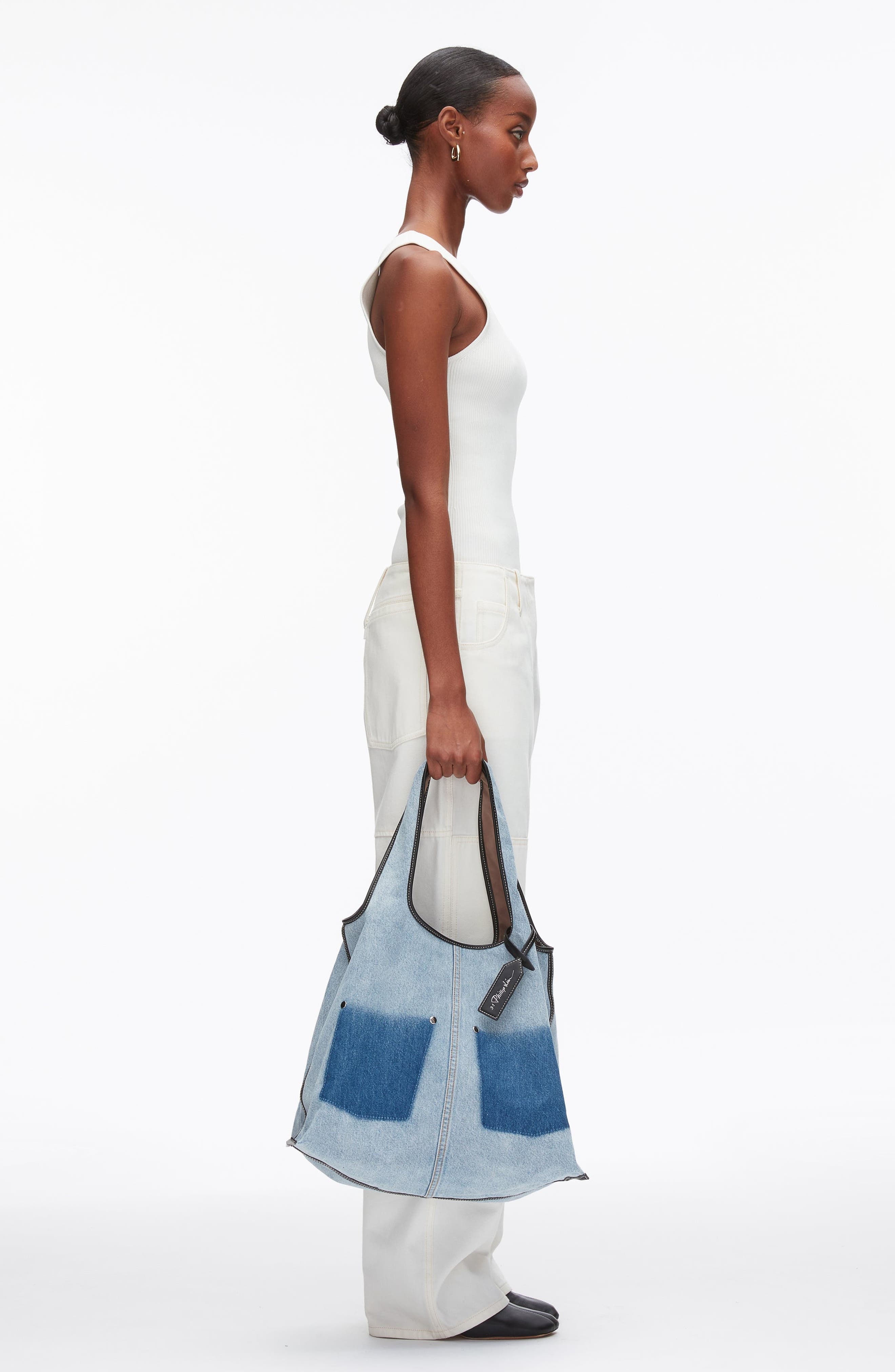 3.1 Phillip Lim Ghost Patch Market Tote Bag, Alternate, color, Light Denim