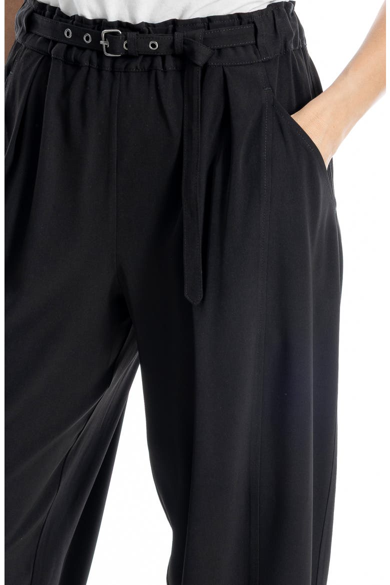 Easy Twill Belted Barrel Pants, Alternate, color, BLACK