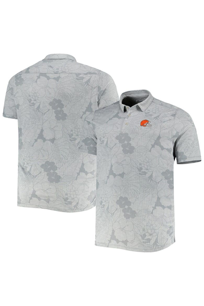 Men's Tommy Bahama Gray Cleveland Browns Big & Tall Miramar Blooms Polo, Main, color, Gray
