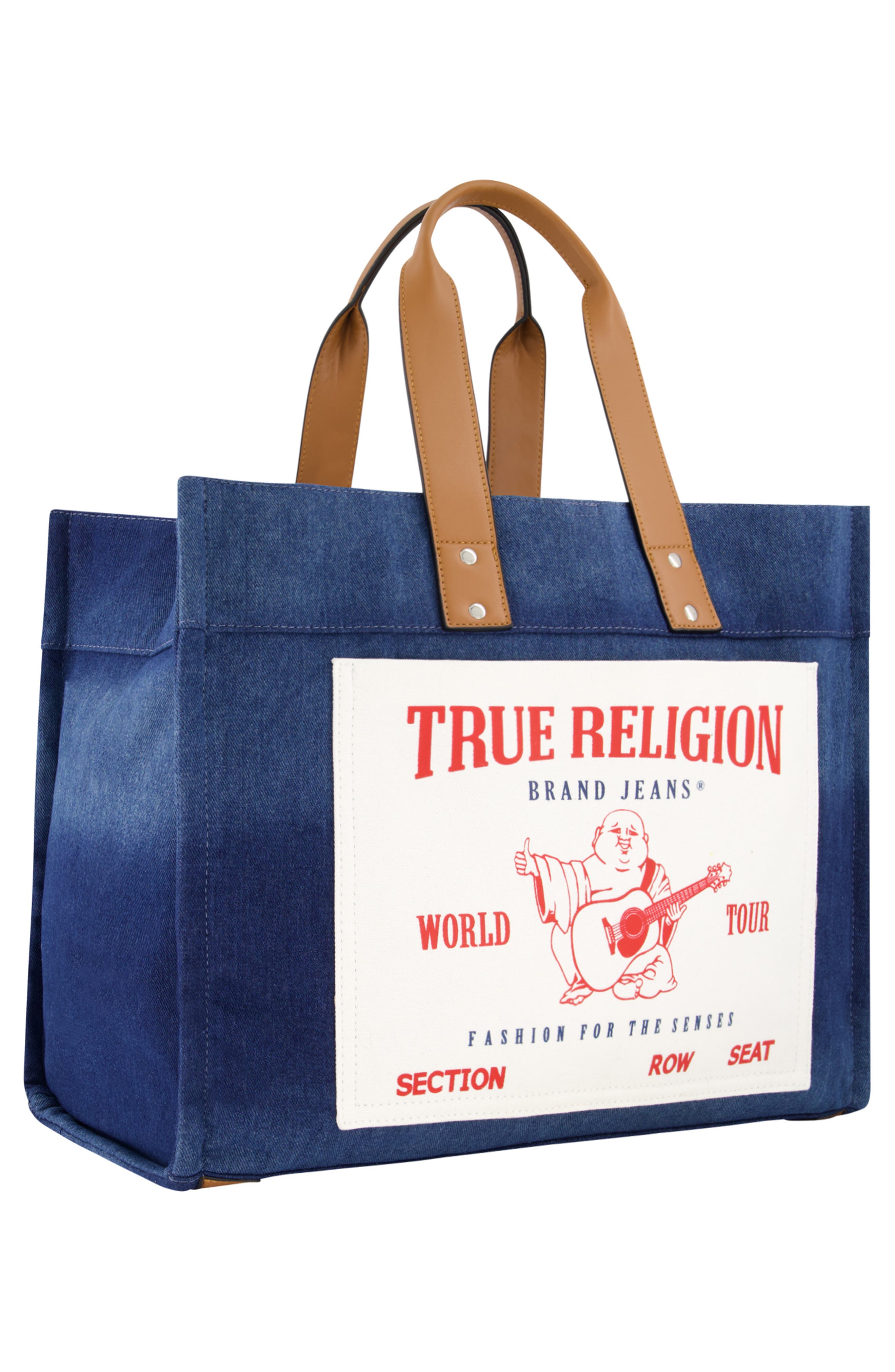 True Religion Brand Jeans Large Denim Tote Bag, Alternate, color, 