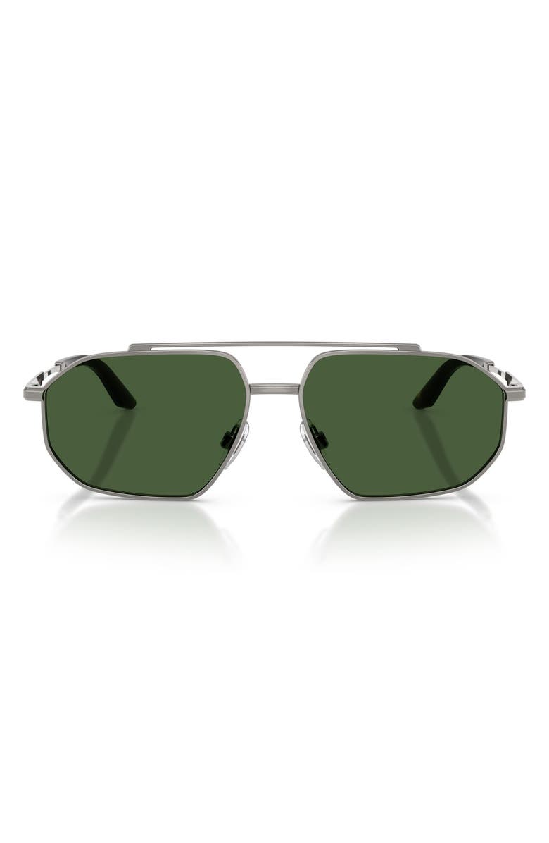 Dolce&Gabbana 59mm Pilot Sunglasses, Main, color, Gunmetal / Dark Green