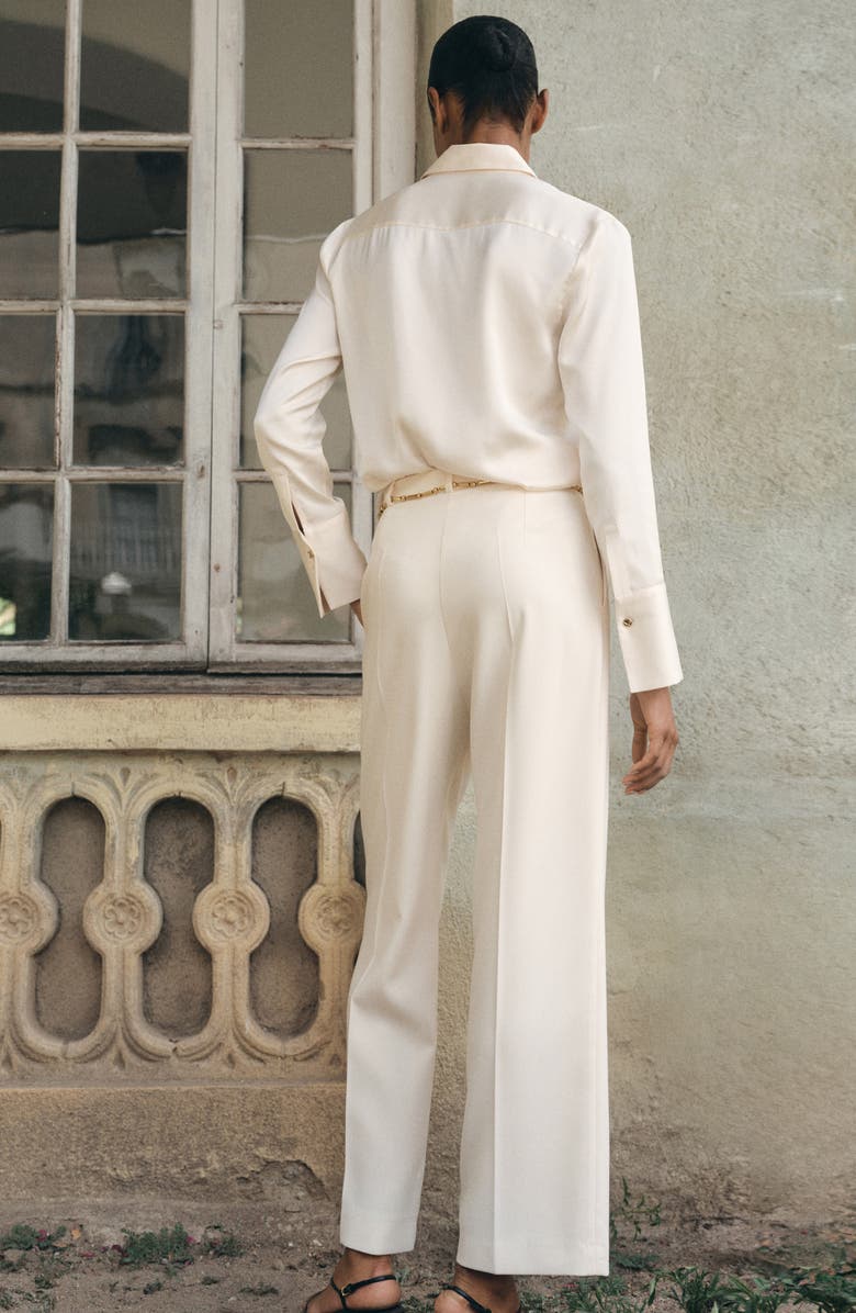 MANGO Pleated Straight Leg Pants, Alternate, color, Ice Grey