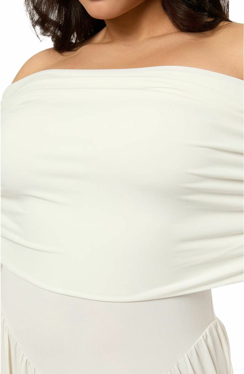 WeWoreWhat Off Shoulder Ruched Midi Dress, Alternate, color,