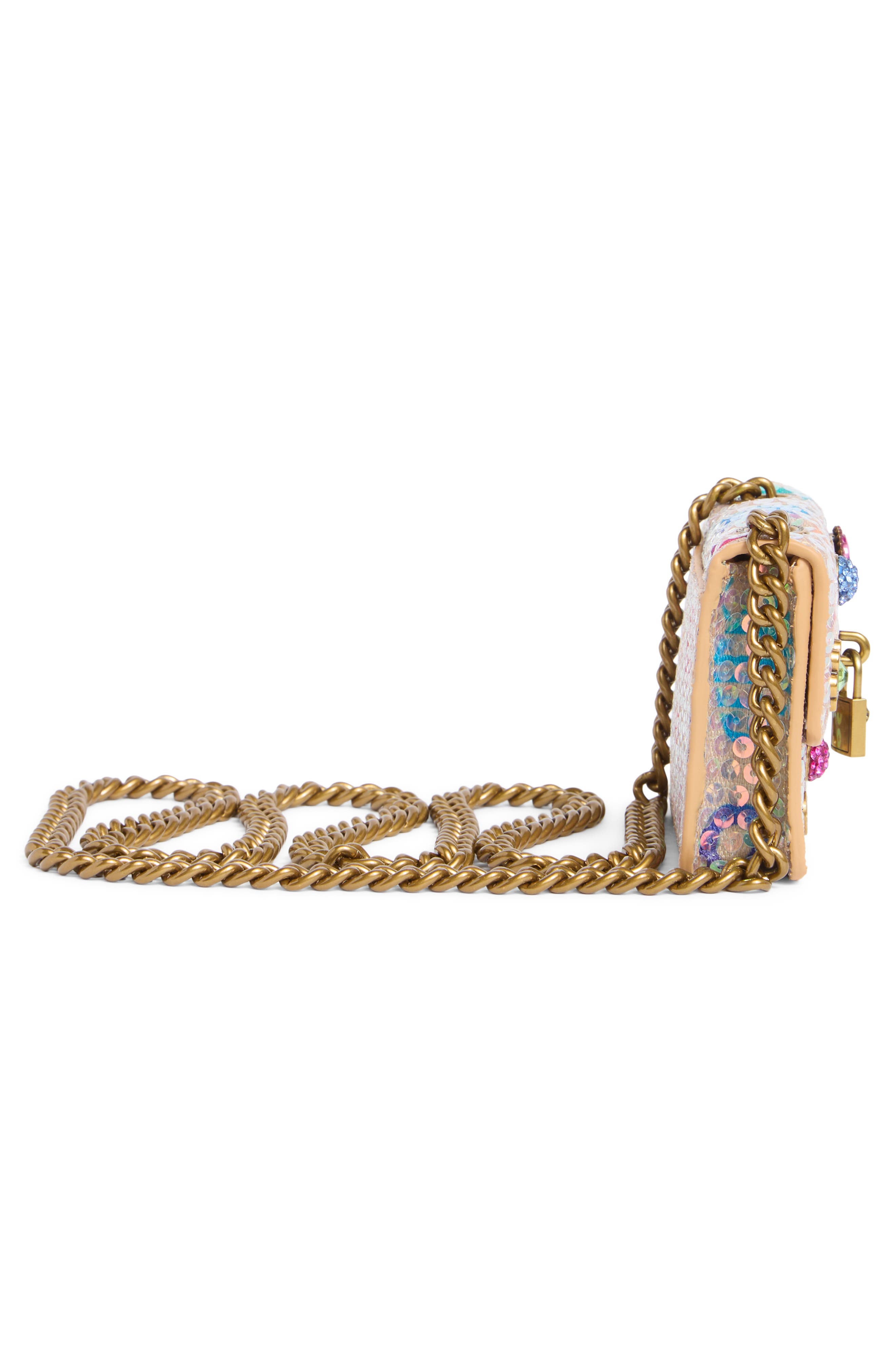 Micro Brixton Crystal & Sequin Crossbody Bag, Alternate, color, LIGHT PINK MULTI