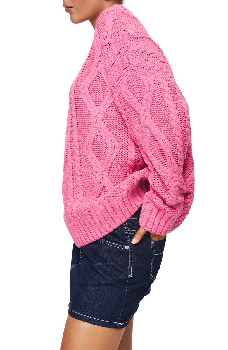 Princess Polly Anaya Cable Stitch Oversized Sweater, Alternate, color, Pink