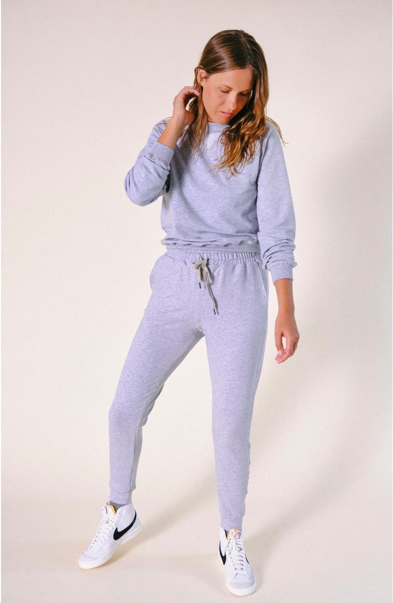 POPLINEN Plus Agnes Organic Cotton + Tencel Jogger Pant, Alternate, color, Heather Gray