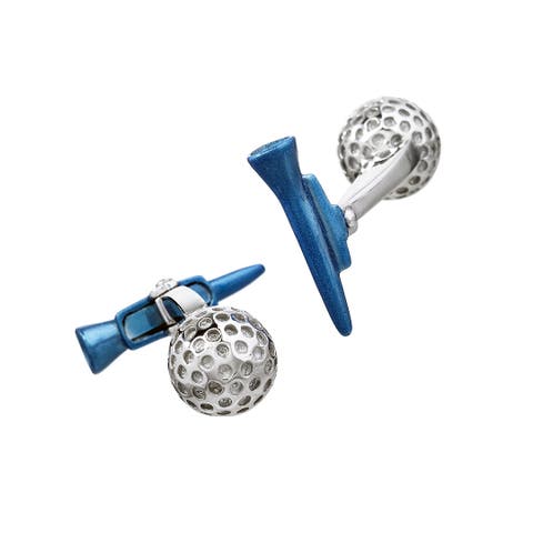 Golf Ball and Tee Sterling Cufflinks