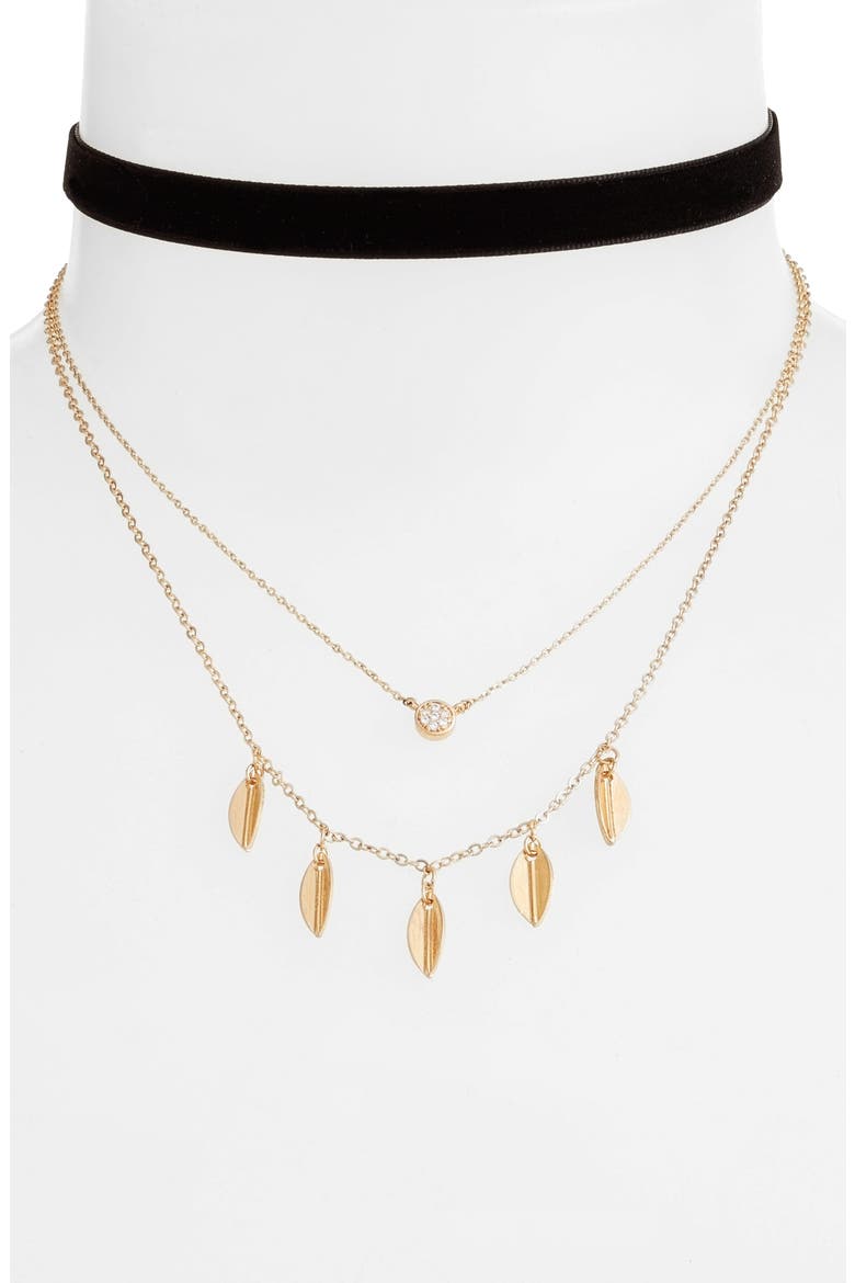 Momji Layered Choker Necklace, Main, color, BLACK/ GOLD