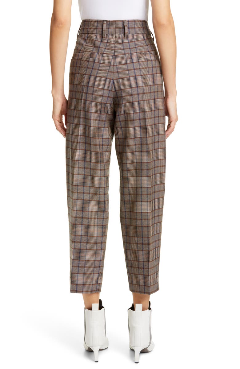 Brunello Cucinelli Prince of Wales Check Crop Trousers, Alternate, color, 