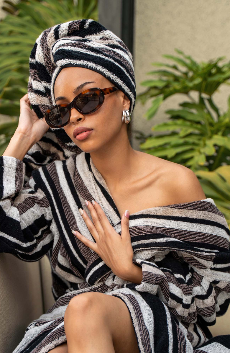 Italic Ultraplush Australian Cotton Bathrobe, Alternate, color, Multi Stripe