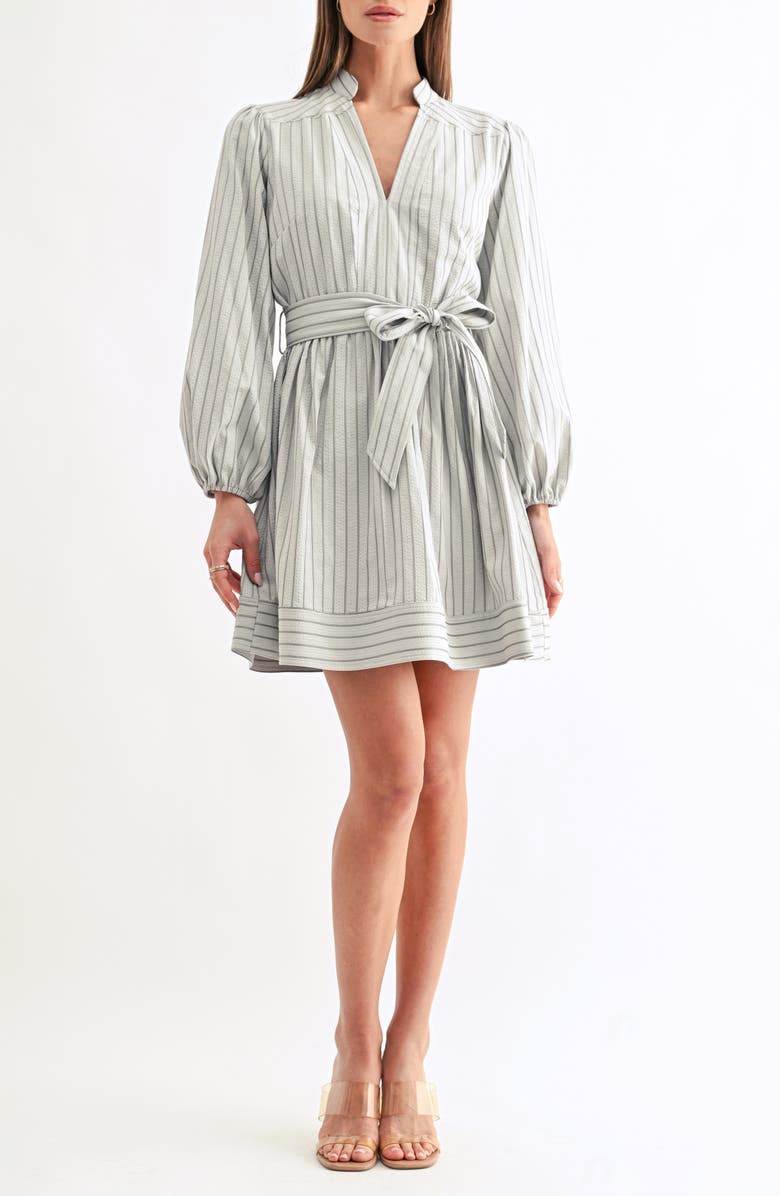 Adelyn Rae Marnie Stripe Minidress, Main, color, Grey