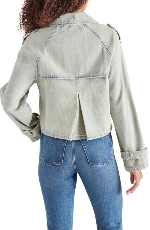 Steve Madden Sirus Crop Denim Trench Coat In Stone Blue