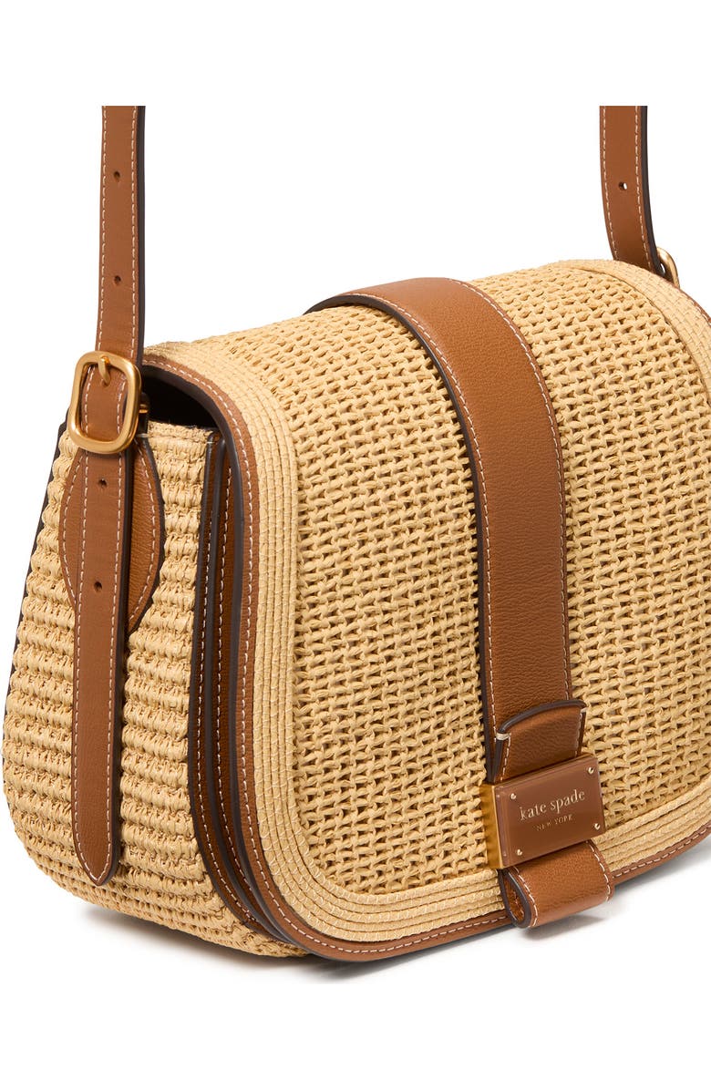 Kate Spade New York medium noveau straw saddle crossbody bag, Alternate, color,