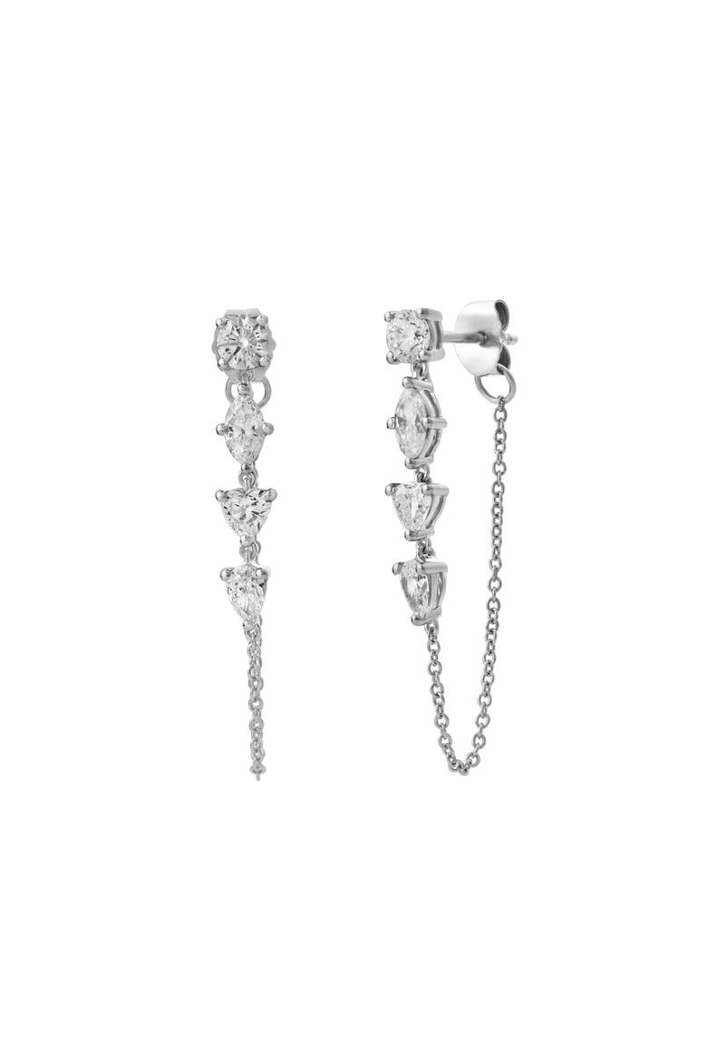 Elenya 14K Gold Lab Grown Diamond Drop Earrings - 1 Ct, Main, color, 14K White Gold