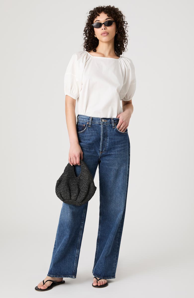 French Connection Alexis Puff Sleeve Cotton Top, Alternate, color, 