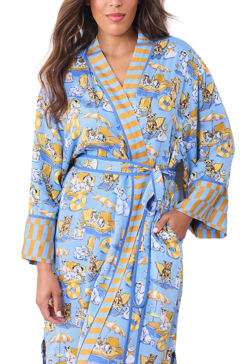 Satin Robe, Alternate, color, CERULEAN SPLASH