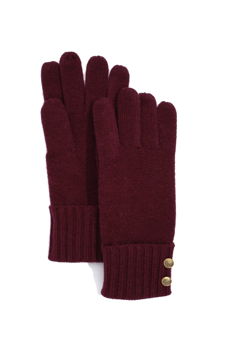two button knit glove, Main, color, dark garnet