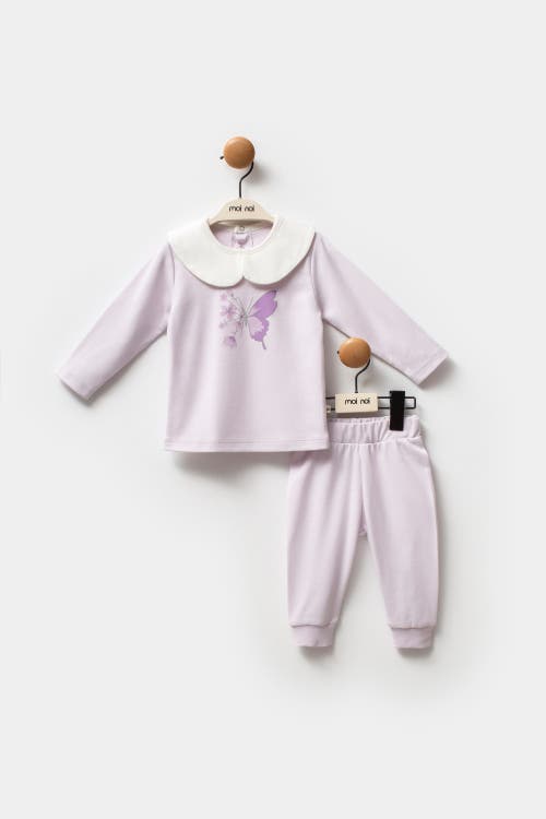 Moi Noi Butterfly Flower Outfit Set In Purple