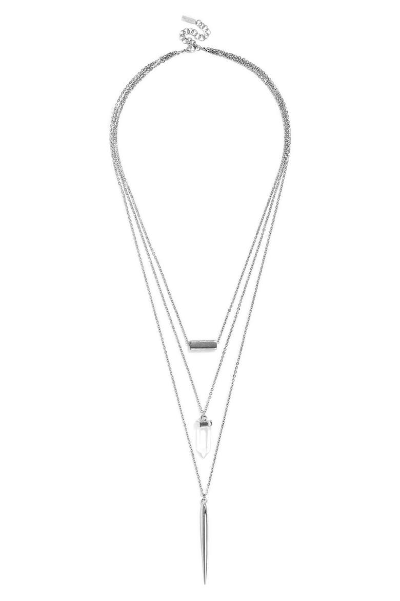 'Wizardry' Layered Pendant Necklace, Main, color, SILVER