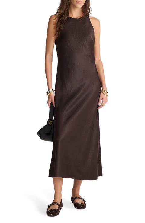 Sleeveless Satin Midi Dress