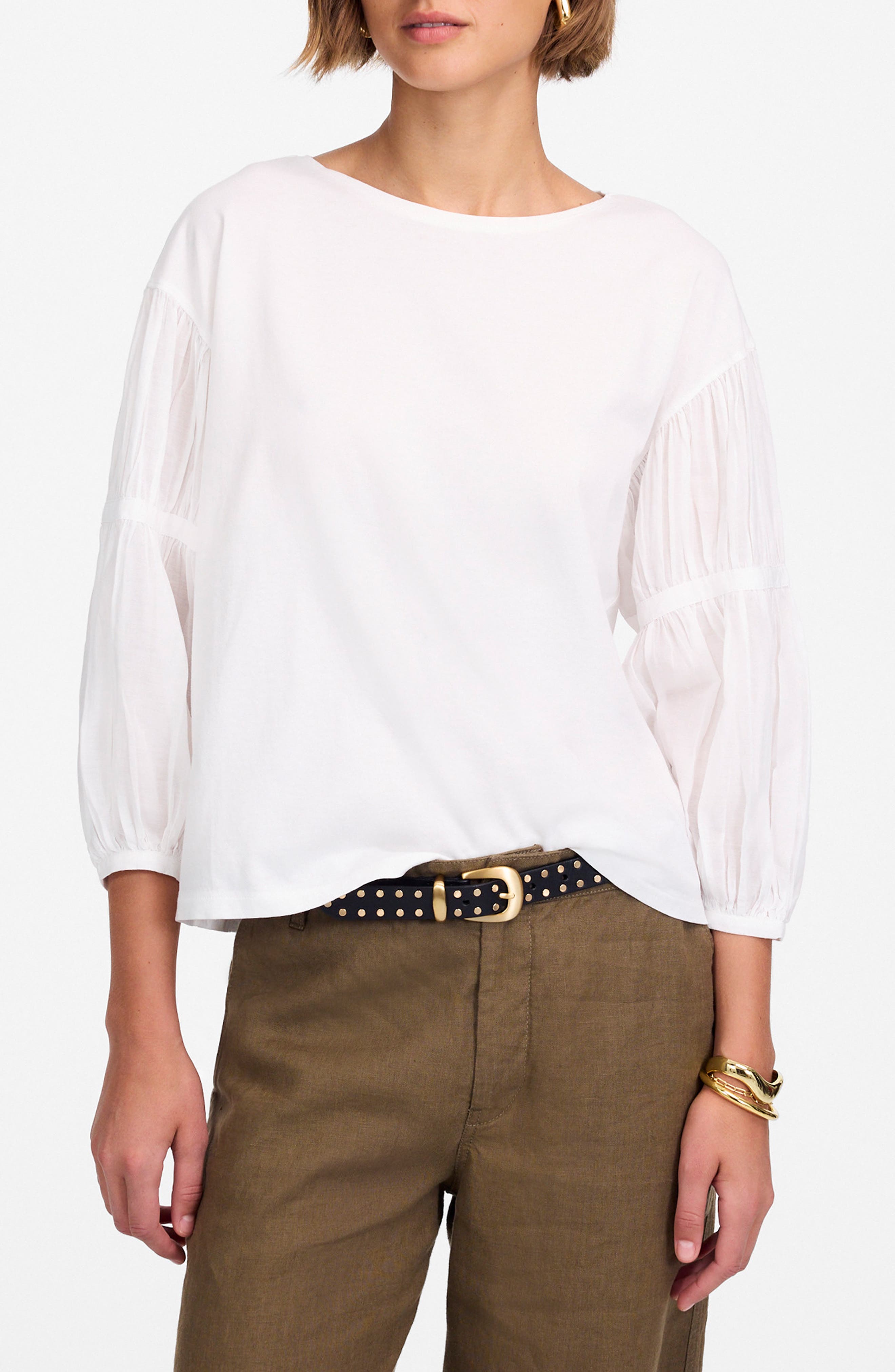 Madewell Puff Sleeve Drop Shoulder Knit Top