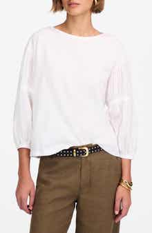 Madewell Puff Sleeve Drop Shoulder Knit Top