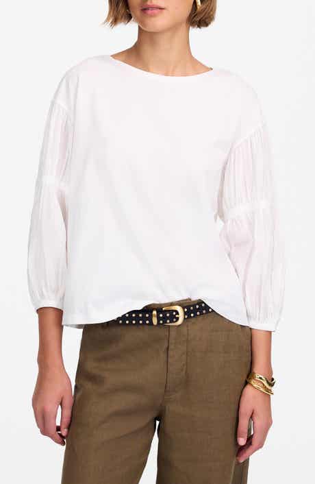 Madewell Puff Sleeve Drop Shoulder Knit Top