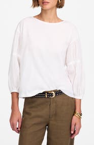 Madewell Puff Sleeve Drop Shoulder Knit Top