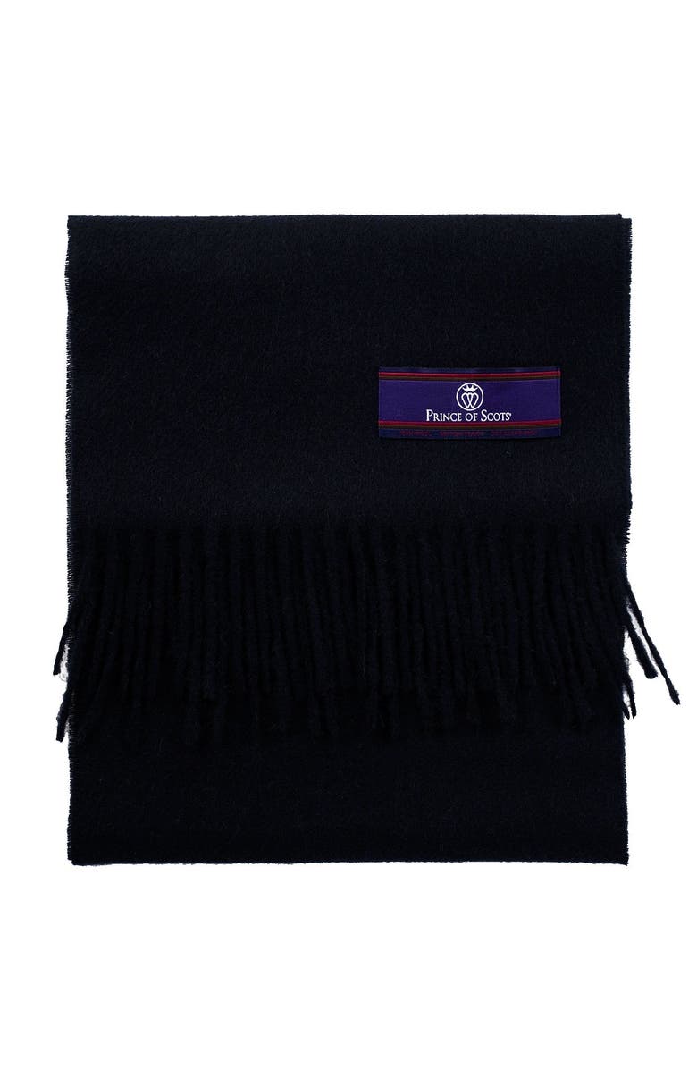 Prince of Scots Fringed Merino Wool Scarf, Alternate, color, Navy
