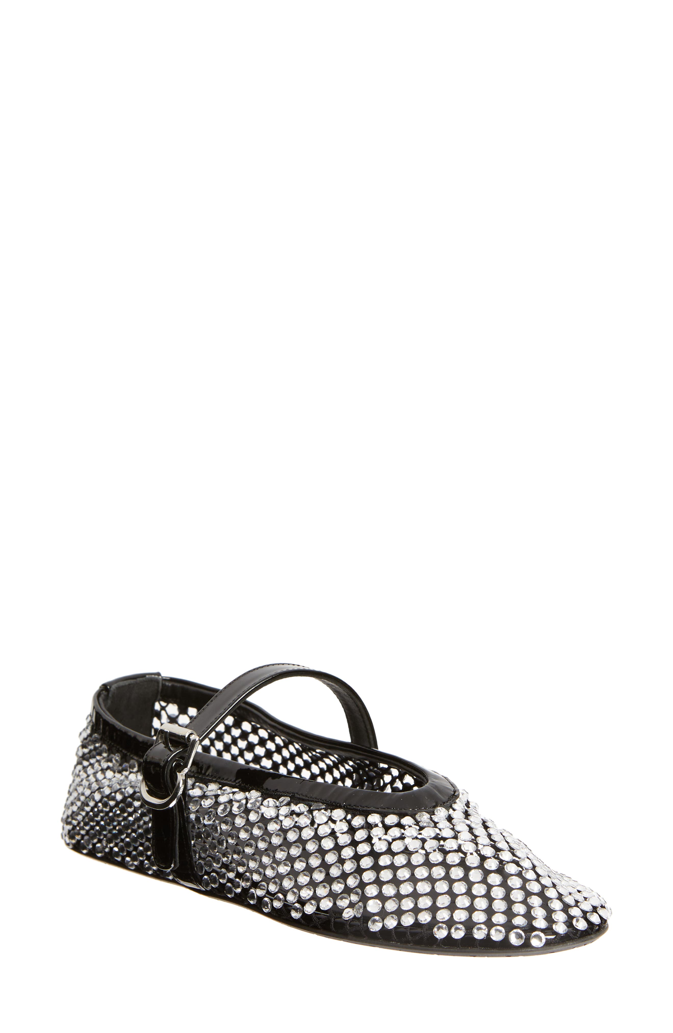 Alaïa Rhinestone Mesh Ballerina Flat, Main, color, 