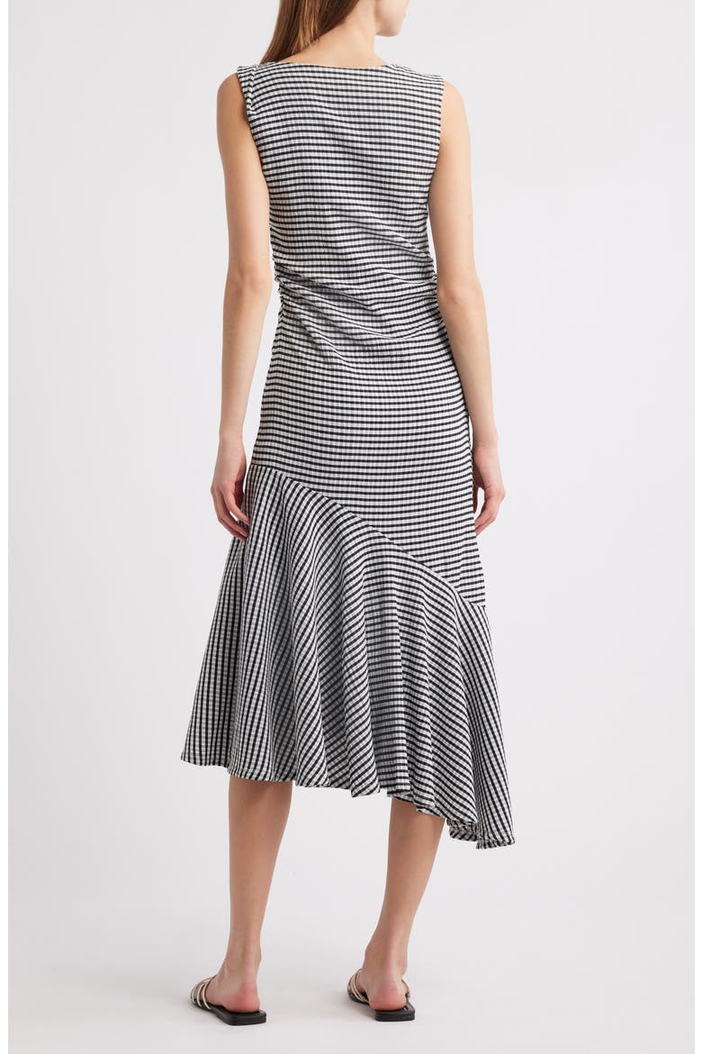 Daija Seersucker Sleeveless Asymmetric Midi Dress, Alternate, color, BLACK GINGHAM