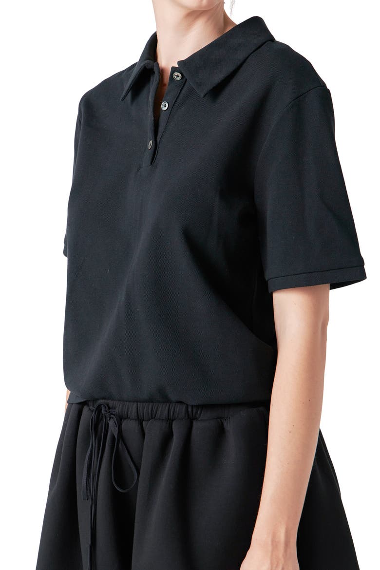 Cotton Piqué Polo, Alternate, color, BLACK