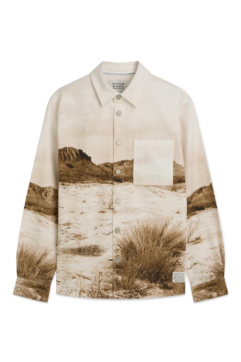 Scenery Button-Up Cotton Overshirt, Alternate, color, LONGHORN SEPIA