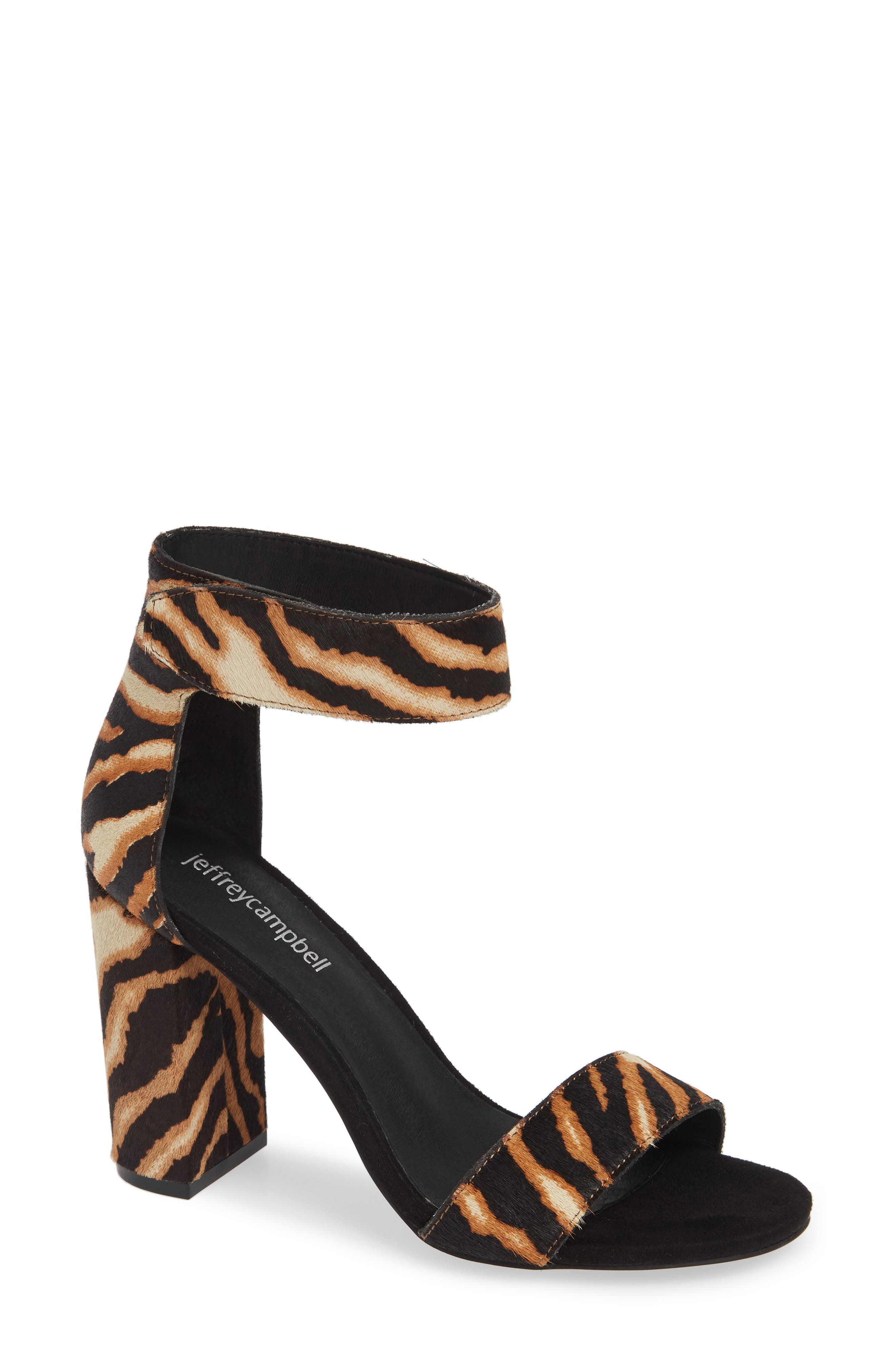 Lindsay Genuine Calf Hair Ankle Strap Sandal, Main, color, BEIGE ZEBRA PRINT LEATHER