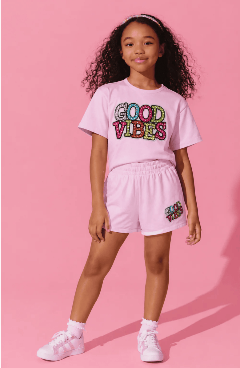Lola + The Boys Good Vibes Gem Short Set, Alternate, color, Pink