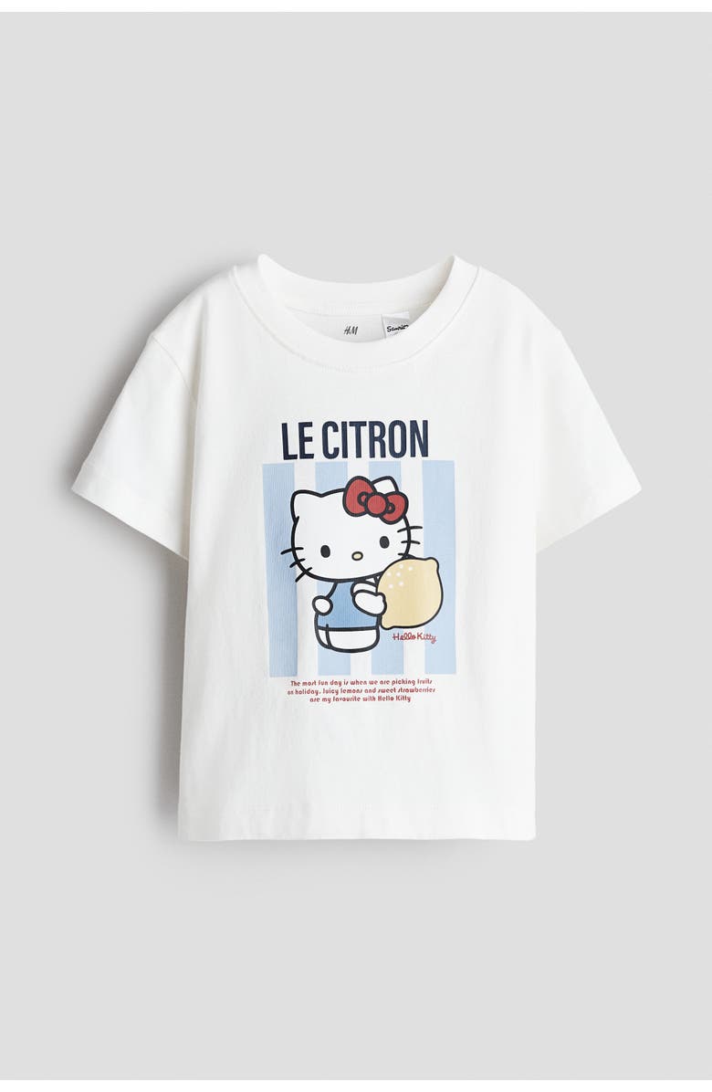 H&M Printed T-shirt, Main, color, White/Hello Kitty