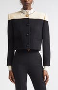 Valentino Colorblock Crop Wool Crepe Jacket