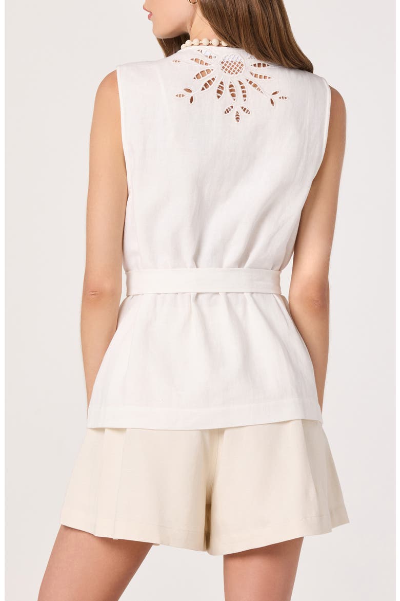 Greta Embroidered Cotton & Linen Vest, Alternate, color, WHITE