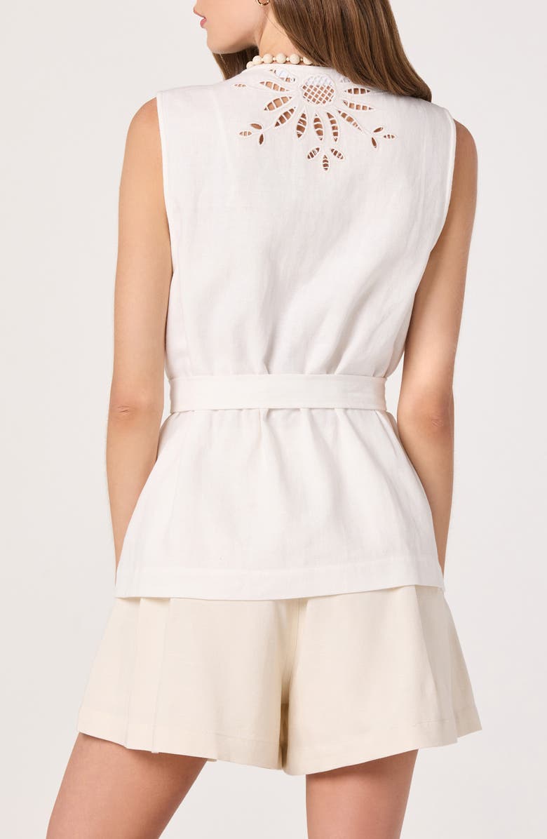 ASTR the Label Greta Embroidered Cotton & Linen Vest, Alternate, color, White