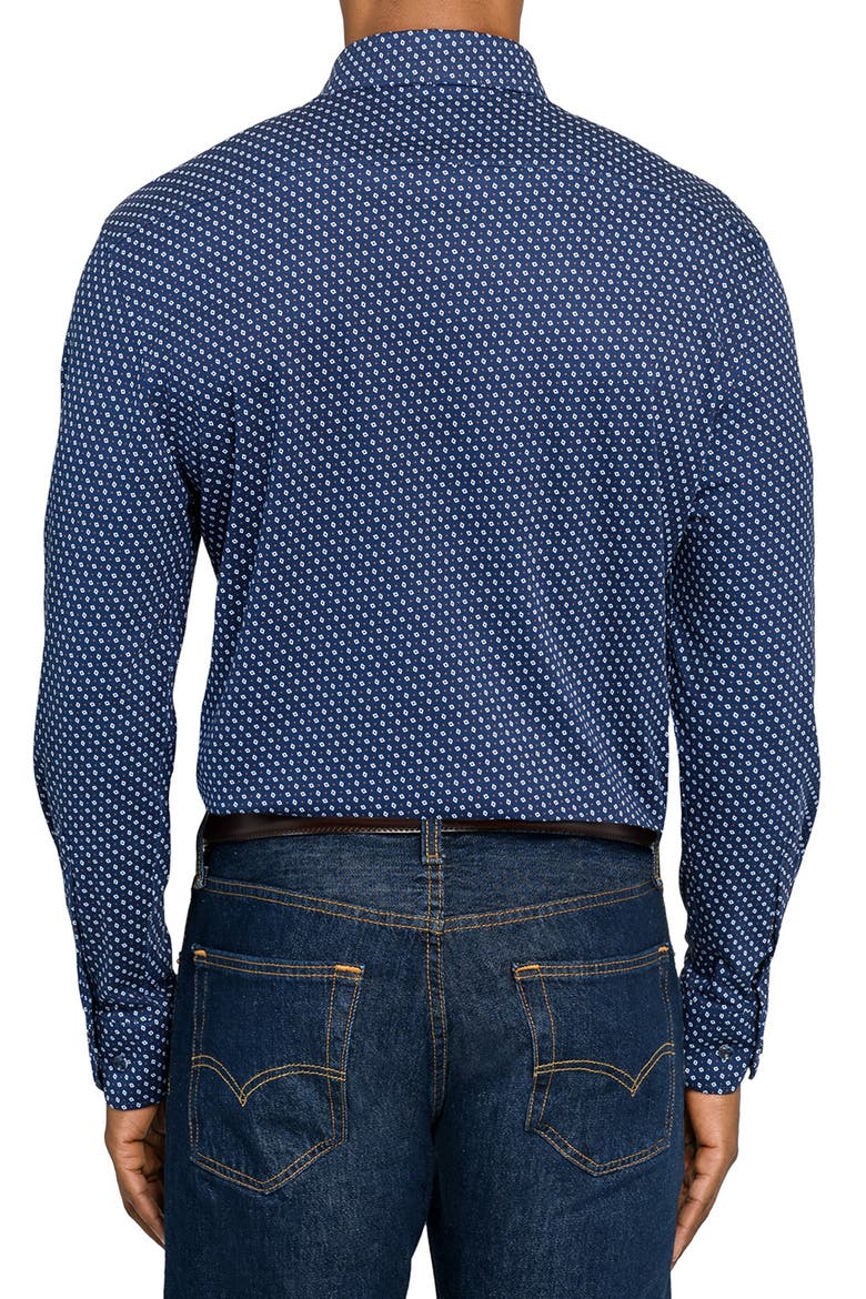 Neat Print Knit Long Sleeve Basic, Alternate, color, NAVY/WHITE