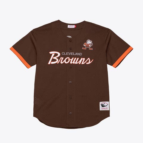 Men's Mitchell & Ness  Brown Cleveland Browns Head Coach Mesh Full-Button Fashion Jersey