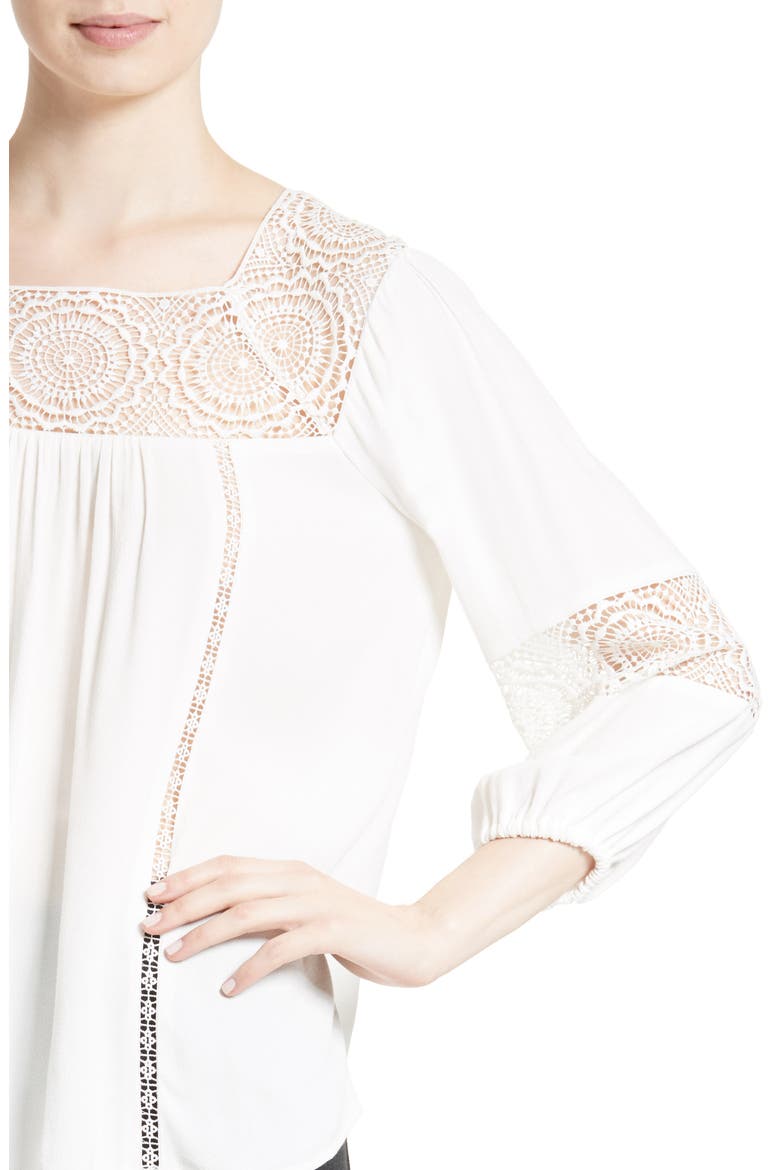 Bellange Lace Trim Blouse, Alternate, color, PORCELAIN