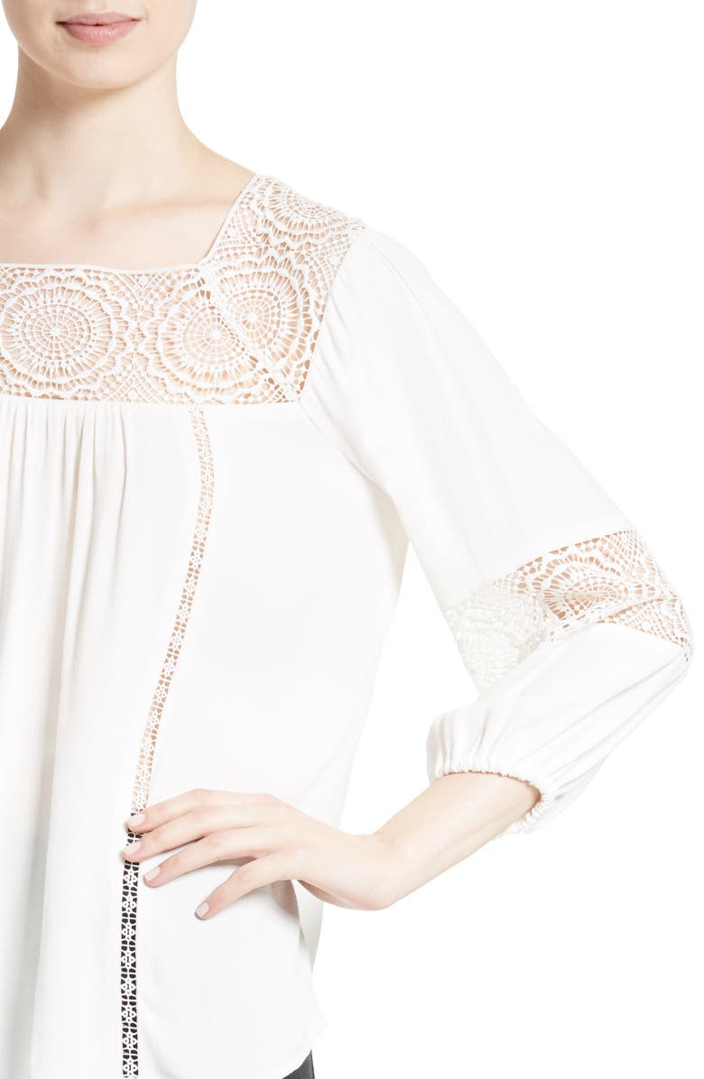 Joie Bellange Lace Trim Blouse, Alternate, color, 
