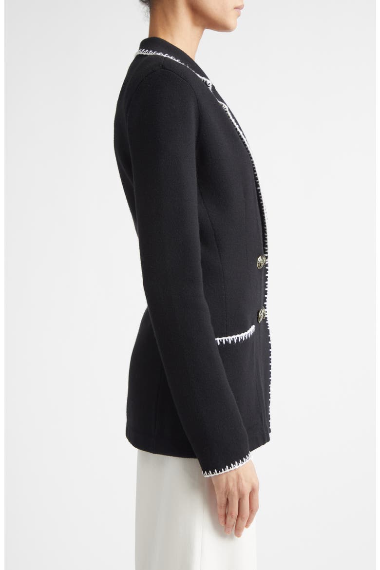 Signature Wool Blend Double Face Knit Jacket, Alternate, color, BLACK / ALABASTER