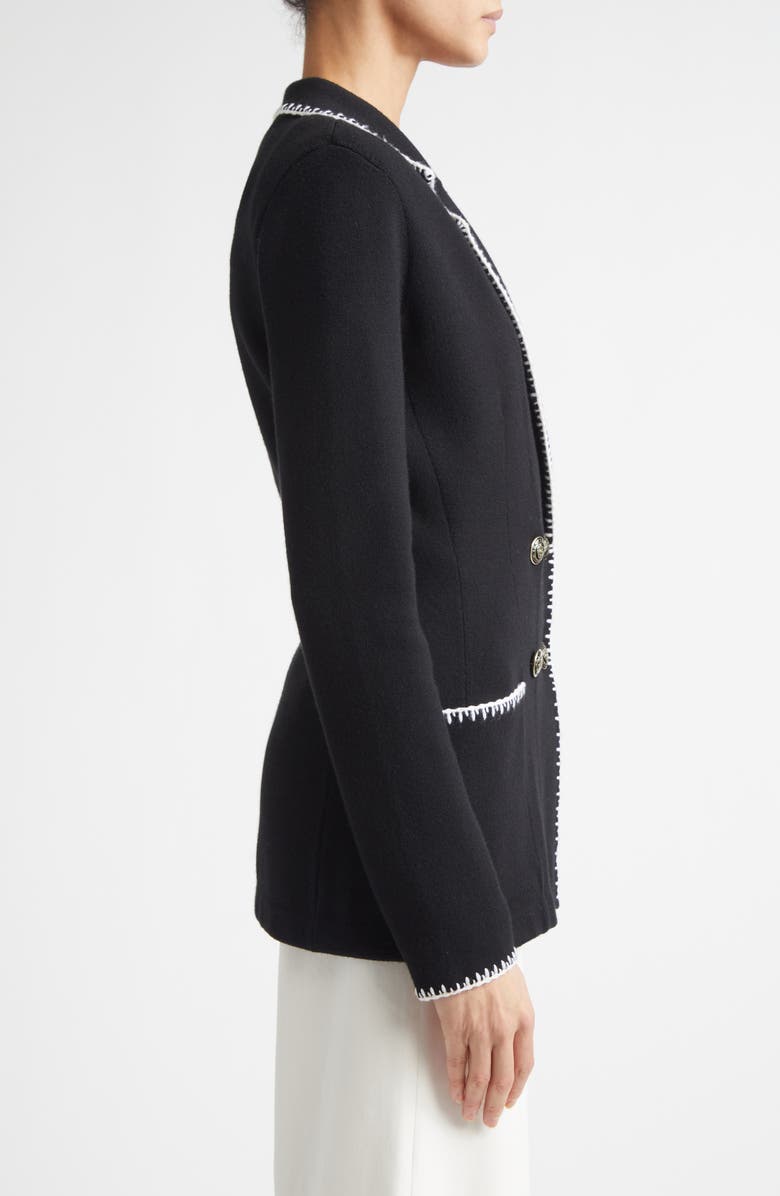 ST. JOHN Signature Wool Blend Double Face Knit Jacket, Alternate, color, Black / Alabaster