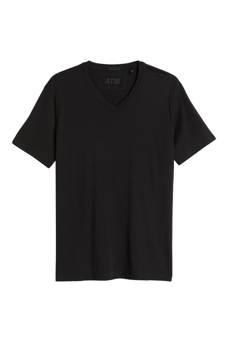 V-Neck Cotton T-Shirt, Alternate, color, BLACK