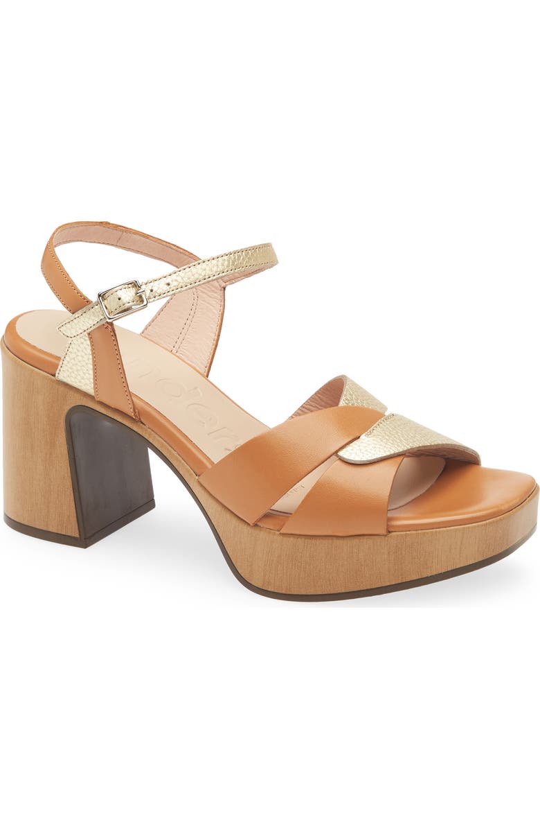 Wonders Soraya Colorblock Platform Sandal, Main, color, Iseo Cuero Brown/ Gold