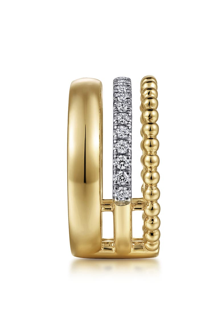 14k Gold Diamond Stacked Band Ring, Alternate, color, TWO TONE