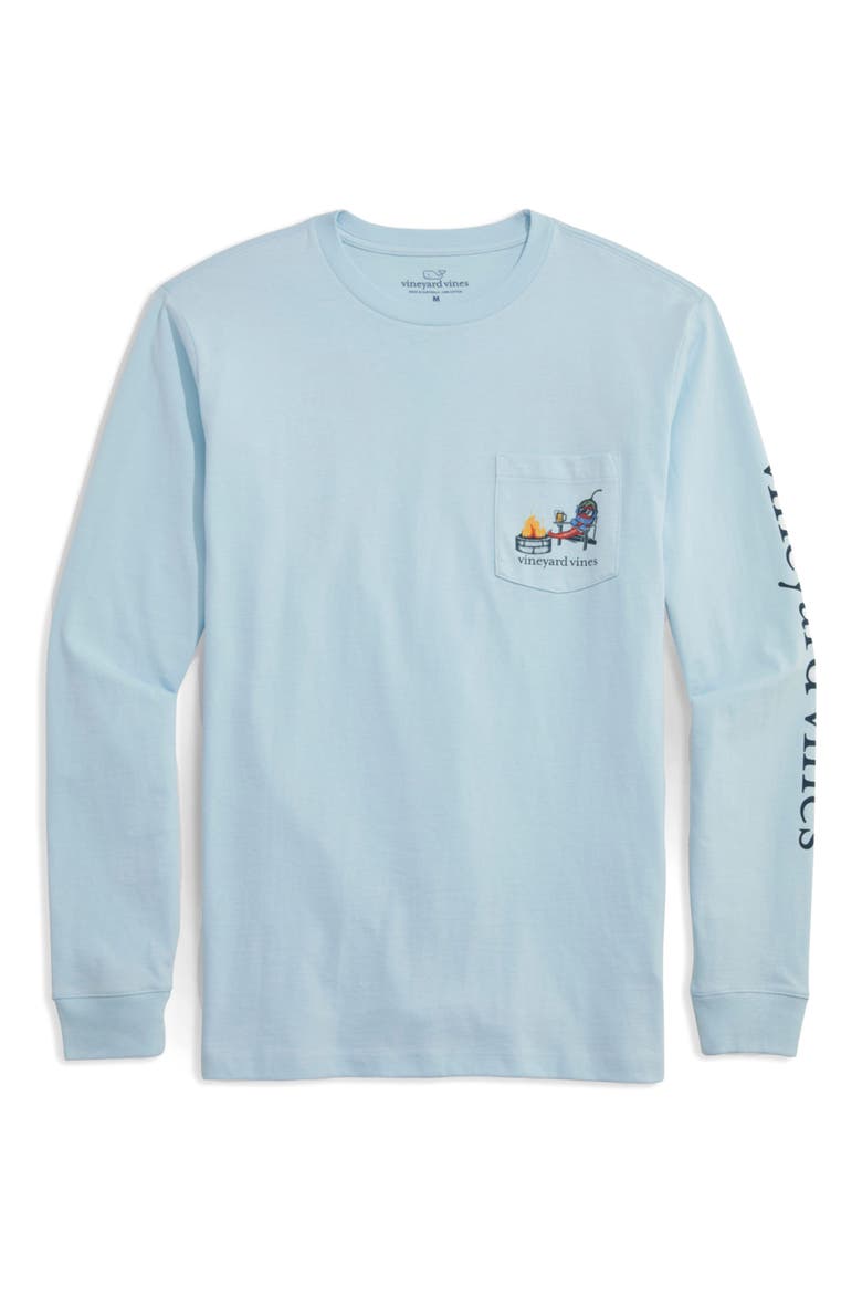 Chilly Peppers Long Sleeve Cotton Graphic Pocket T-Shirt, Main, color, PALE SKY