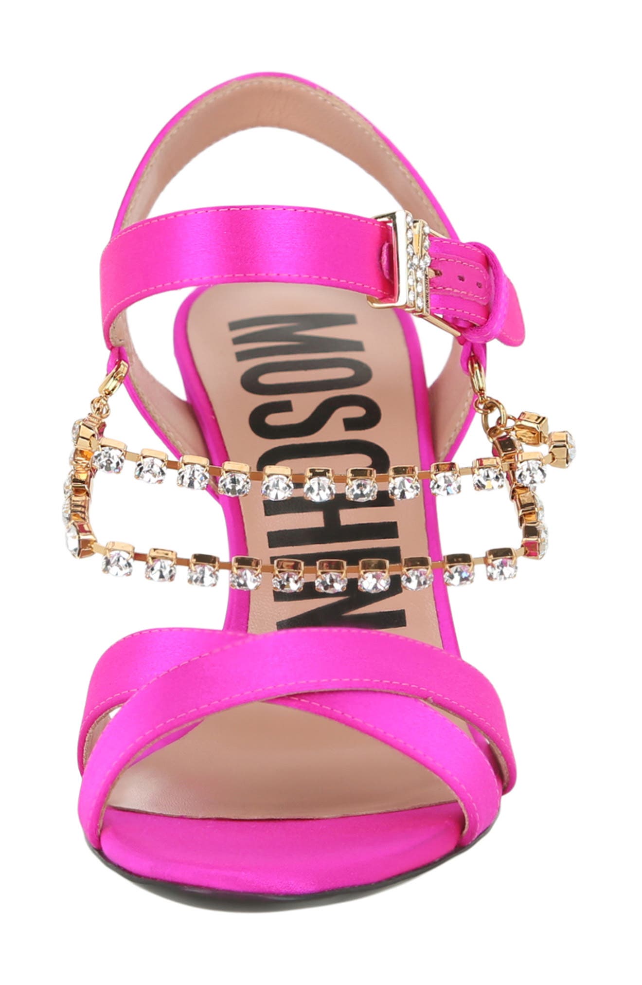 Moschino Crystal Chain Slingback Sandal, Alternate, color, Fuchsia
